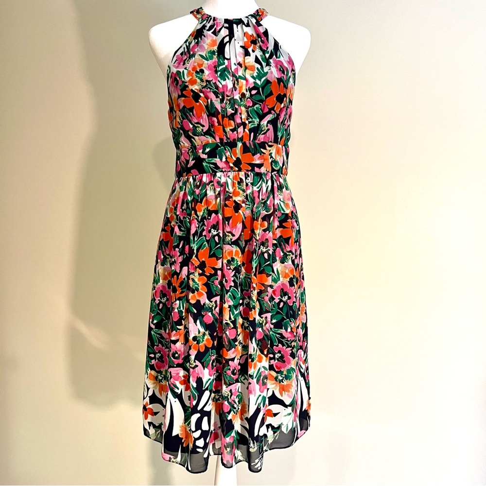 Eliza J multicolor halter chiffon dress size 4